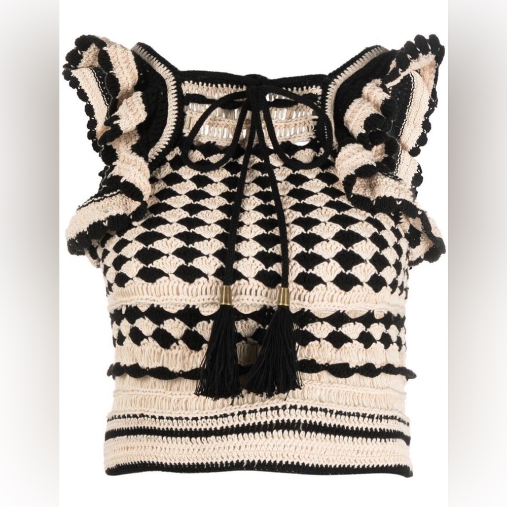 Forever 21 Black & White Striped Crochet Blouse Top – Women’s Sz M